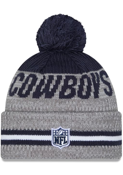 Dallas Cowboys New Era GREY Runner Cuff Pom Knit Hat - 41025609