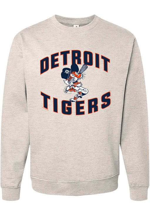 Detroit Tigers Womens OATMEAL Soft Washed Long Sleeve Crew