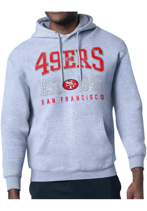 Starter San Francisco 49ers Mens HEATHER GREY Retro Hoodie - 434402620