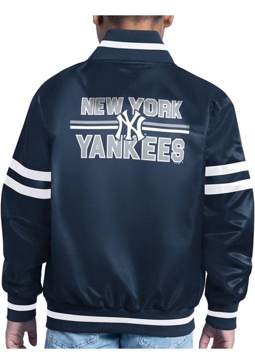 Yankees スタジャン L STARTER バックnewyork ネイビー Starter New York Yankees Youth NAVY Stacked Logo Medium Jacket