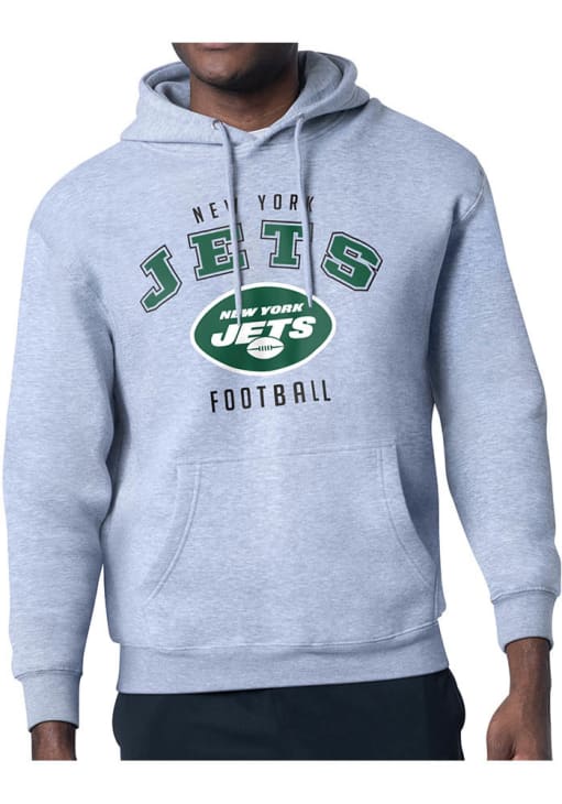 Starter New York Jets Mens HEATHER GREY Logo Hoodie - 43443529