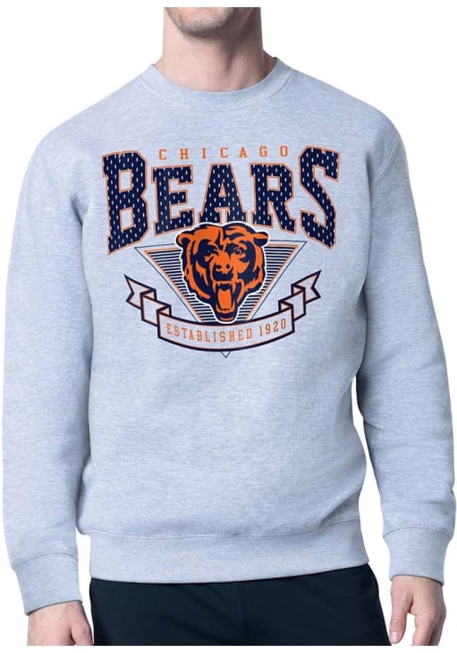 Starter Chicago Bears Mens HEATHER GREY 80s Logo Crew Sweatshirt Starter Chicago Bears Mens HEATHER GREY 80s Logo Crew Sweatshirt