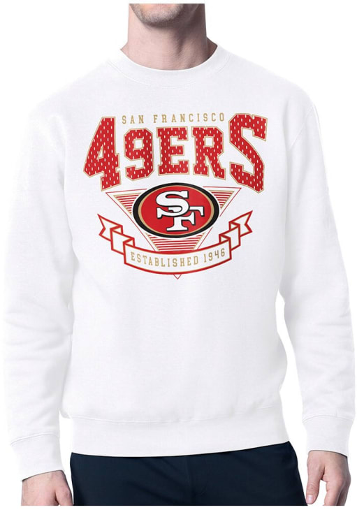 Starter San Francisco 49ers Mens White 80s Logo Crew Sweatshirt