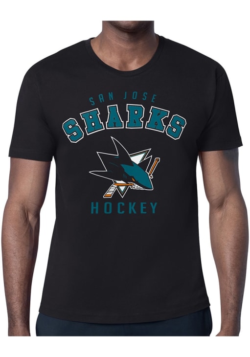 Starter San Jose Sharks BLACK Logo Short Sleeve T Shirt - 43445721