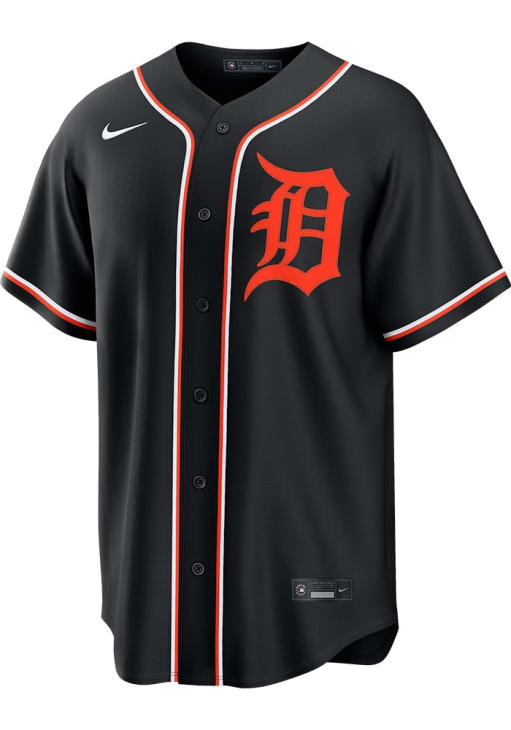 Detroit Tigers Mens Nike Replica BLACK Carbon Fashion Jersey