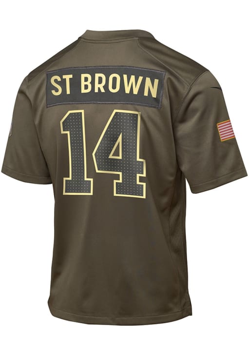 NFL スティーラーズ　レプリカユニフォーム　アントニオ　ブラウン Detroit Lions Amon-Ra St. Brown Youth Salute To Service OLIVE Nike