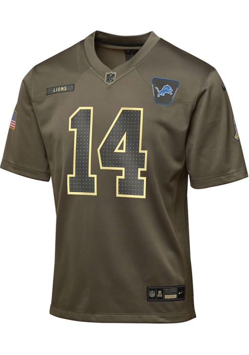 希少　HEADGEAR ニトロリーグ　ゲームユニフォームシャツLサイズ Detroit Lions Amon-Ra St. Brown Youth Salute To Service OLIVE Nike