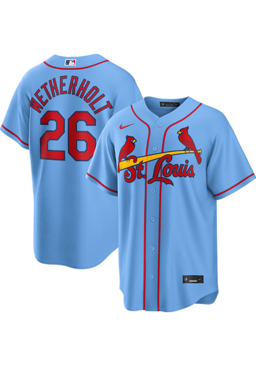 JJ Wetherholt St Louis Cardinals Mens Replica LIGHT BLUE Alternate