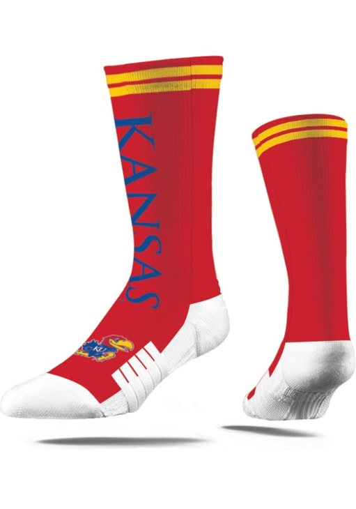 Kansas Jayhawks Strideline Blue Script Mens Crew Socks - 4650137