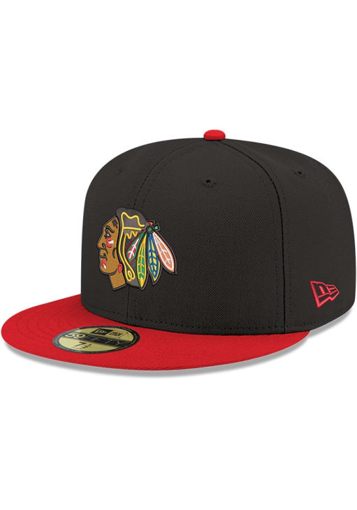 Chicago Blackhawks Mens Centennial 59FIFTY BLACK New Era Fitted
