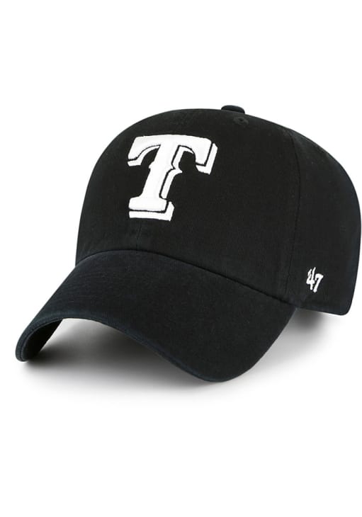 47 Texas Rangers BLACK Black on Black Clean Up Adjustable Hat