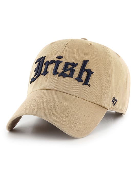 47 Notre Dame Fighting Irish KHAKI Script Clean Up Adjustable Hat