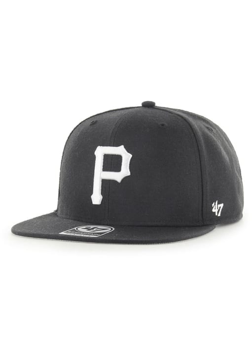 Pittsburgh Pirates 47 BLACK No Shot Captain Snapback Hat - 48014019