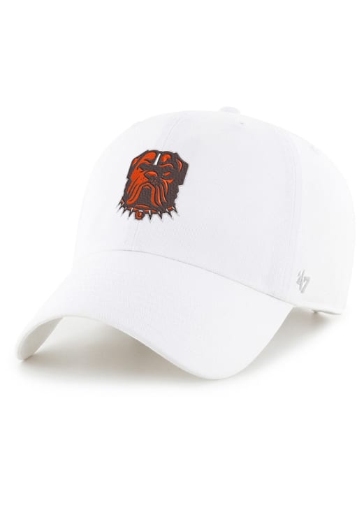 47 Cleveland Browns WHITE Dawg Pound Logo Clean Up Adjustable Hat