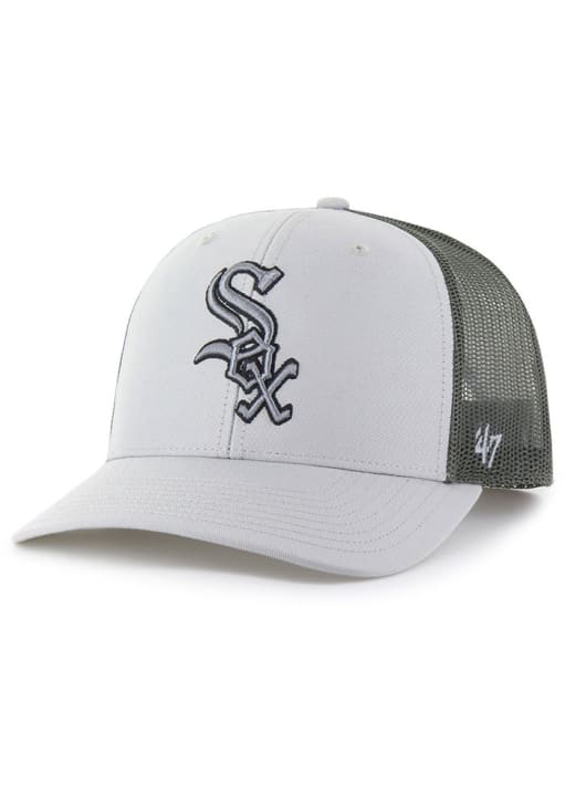 47 Chicago White Sox GREY Outline Trucker Adjustable Hat - 48023465