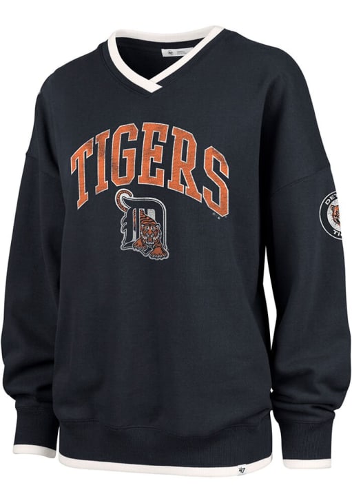 Detroit Tigers 47 Crew Sweatshirt Womens NAVY Daze Long Sleeve