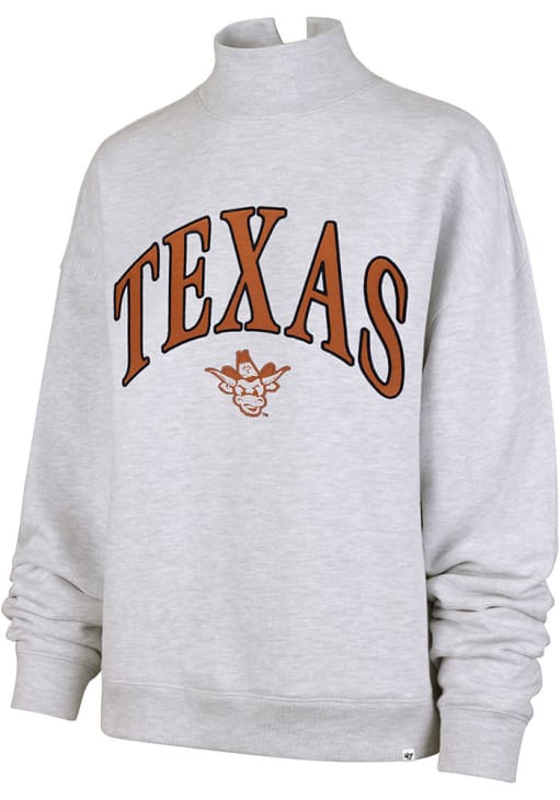 8YARDS WOMEN'S MOCKNECK 3G ラテ Texas Longhorns 47 Crew Sweatshirt Womens GREY Vantage Mock Neck