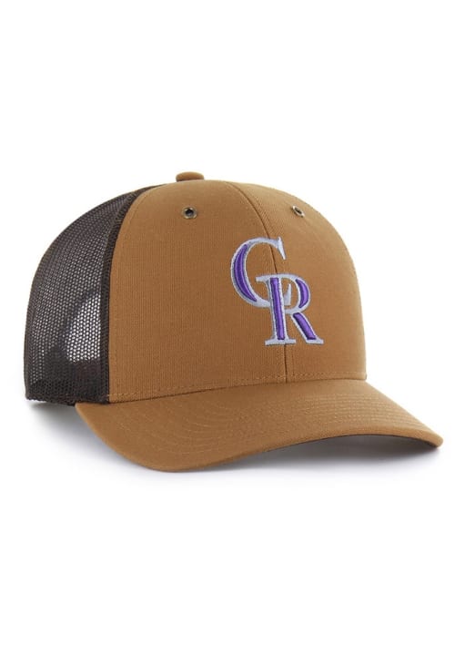 47 Colorado Rockies BROWN Carhartt Trucker Adjustable Hat - 48025063