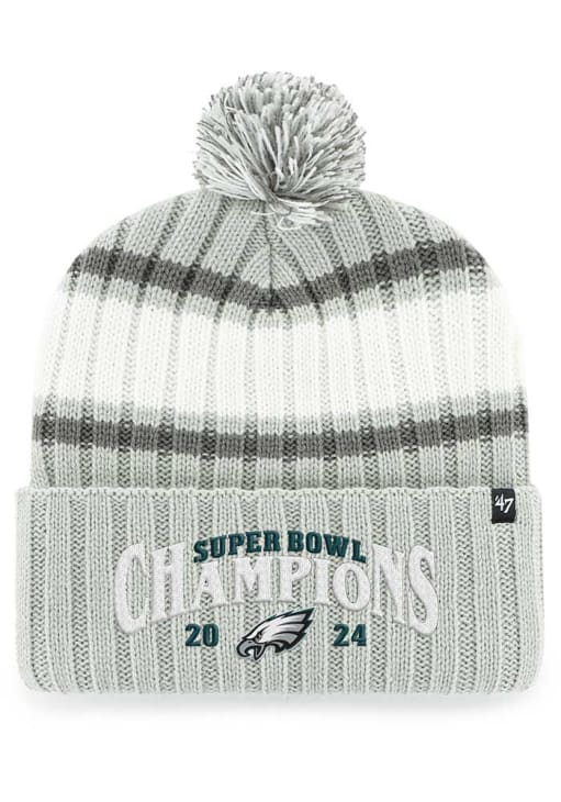 【新品】Super Bowl LIX '47 公式ニット帽 ブラック/白/グレー Philadelphia Eagles 47 GRAY Super Bowl LIX Champs Plateau Cuff