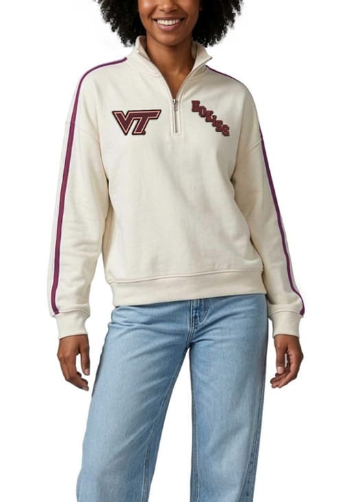 Virginia Tech Hokies Womens White Varsity Long Sleeve Qtr Zip