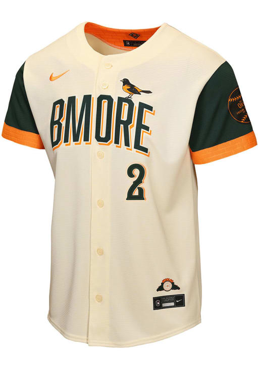 イングランド　ユニフォーム　スコールズ Baltimore Orioles Gunnar Henderson Youth CREAM City Connect Home