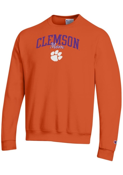 Champion Clemson Tigers Mens ORANGE Mom Script Powerblend Crew ...