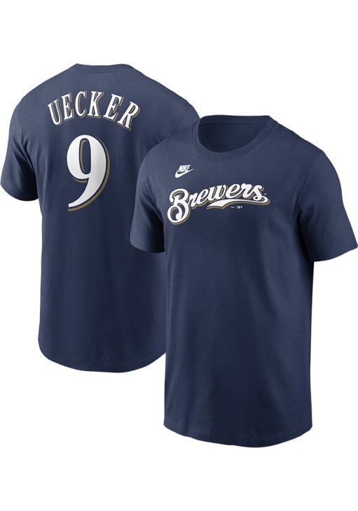 Bob Uecker Milwaukee Brewers NAVY Cooperstown Short Sleeve Player
