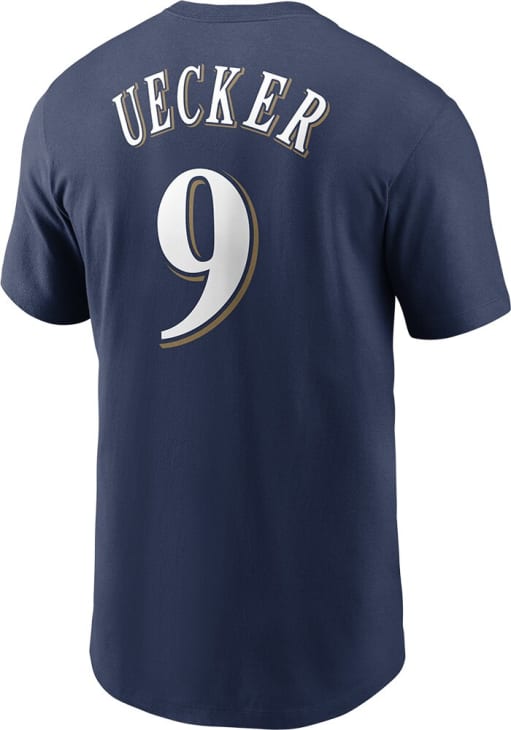 Bob Uecker Milwaukee Brewers NAVY Cooperstown Short Sleeve Player