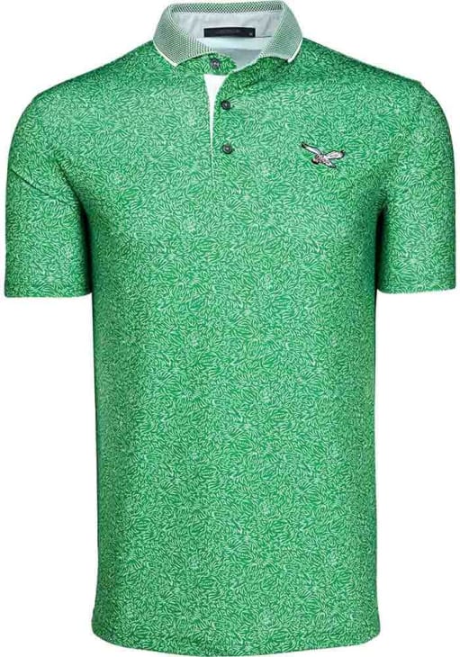 Greyson Philadelphia Eagles Mens Kelly Green Custom Short Sleeve Fashion Polo, Kelly Green, 90% POLYESTER / 10% SPANDEX, Size XL