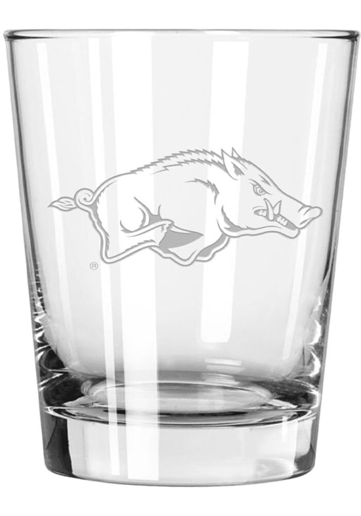 Arkansas Razorbacks CARDINAL 15oz Etched Logo Rock Glass - 5244498