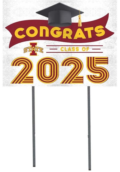 Cyclone Graduation Iowa State Cyclones White Class of 2025 graduation graphic Yard Sign ...