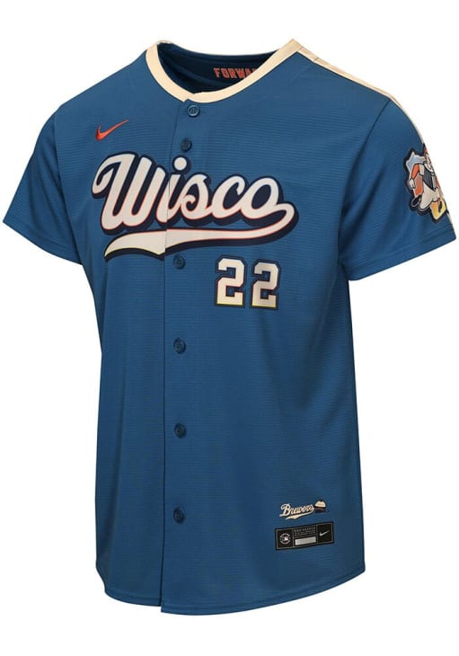 Milwaukee Brewers Christian Yelich Youth BLUE City Connect Home