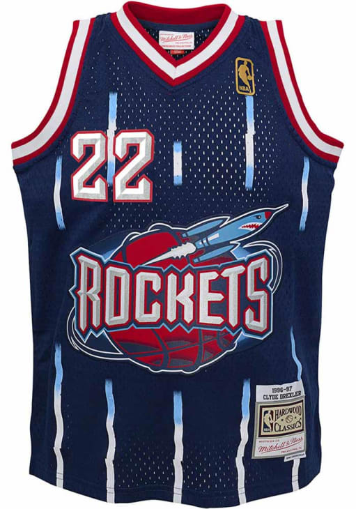 Houston Rockets Clyde Drexler Youth BLACK Swingman Road Basketball
