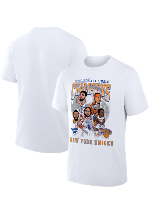 New York Knicks White Caricature Roster Short Sleeve T Shirt - 5619474