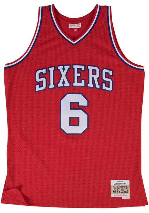 Julius Erving Philadelphia 76ers Red 82-83 Road Jersey - 56500835