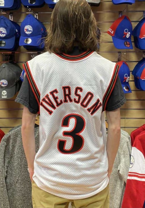 Allen Iverson Philadelphia 76ers WHITE 00-01 Home Jersey - 56500837