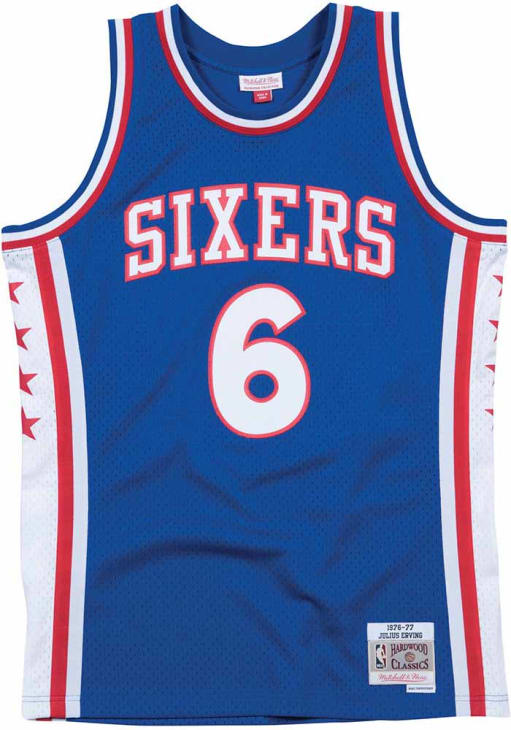 Mitchell & Ness - XL★76ers SIXERS★ビッグサイズ　ERVING ユニフォーム　XL Julius Erving Philadelphia 76ers BLUE 76-77 Road Jersey - 56500839
