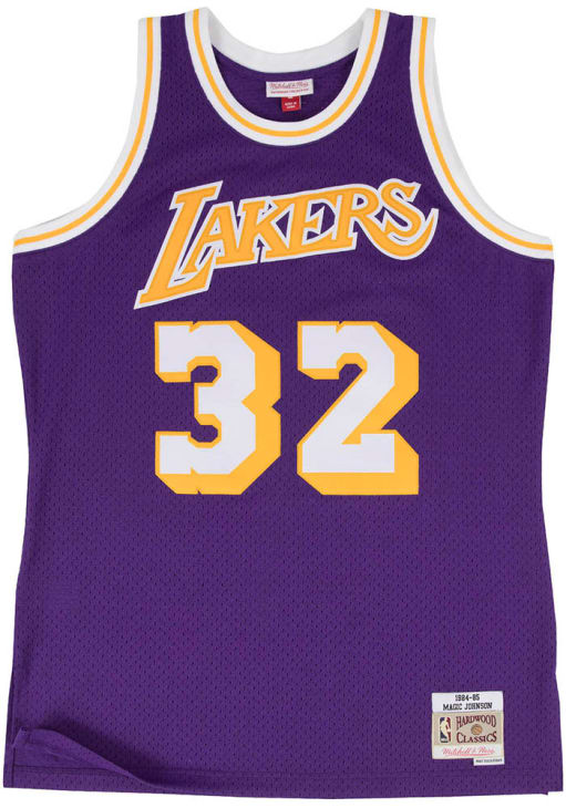 Magic Johnson Los Angeles Lakers PURPLE 84-85 Road Jersey - 56501048