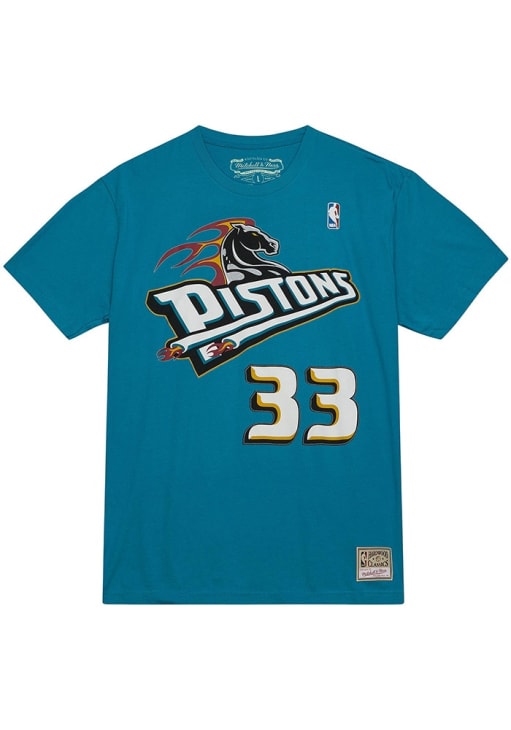Grant Hill Detroit Pistons TEAL NAME AND NUMBER Short Sleeve