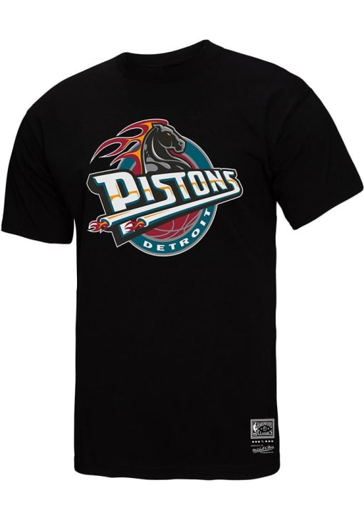 Mitchell & Ness Detroit Pistons ゲームシャツ Mitchell and Ness Detroit Pistons BLACK Team Basic Retro Logo
