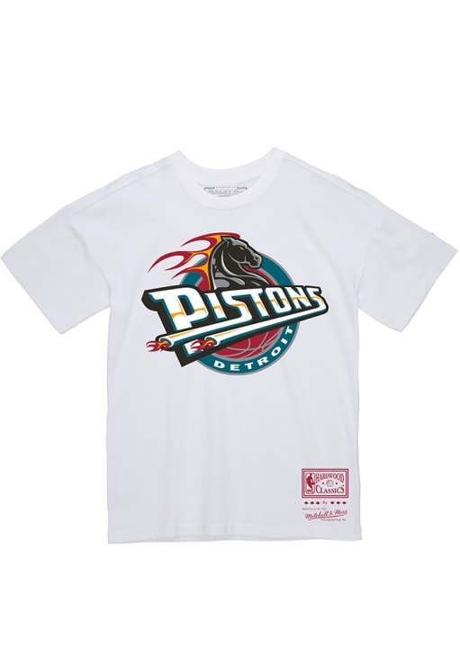 Mitchell & Ness Detroit Pistons ゲームシャツ Mitchell and Ness Detroit Pistons White Team Basic Retro Logo