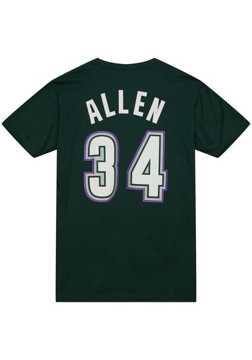 Ray Allen Milwaukee Bucks GREEN Name Number Short Sleeve Player T