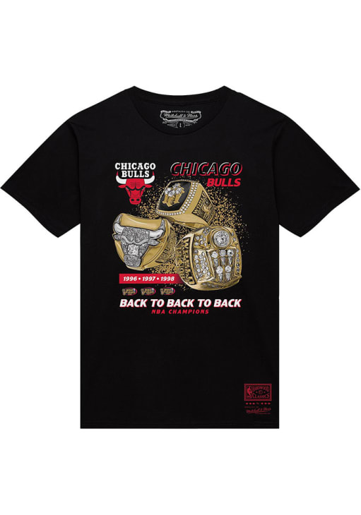 Mitchell and Ness Chicago Bulls BLACK Triple Rings Short Sleeve T