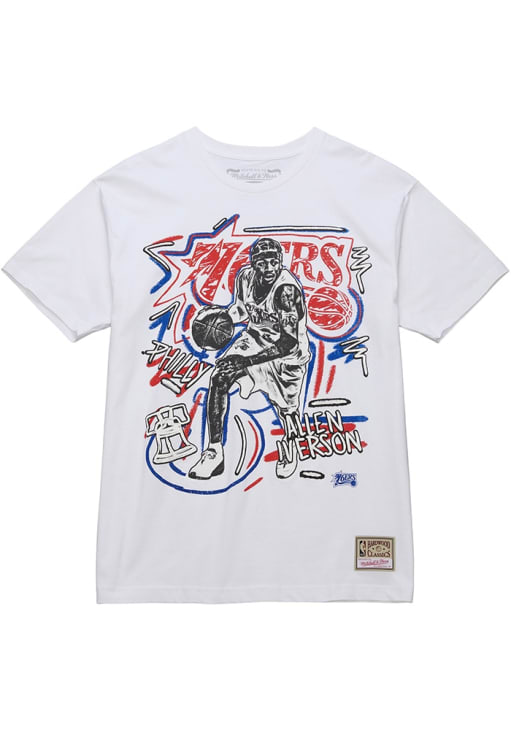 Allen Iverson Philadelphia 76ers White Chalked Up Short Sleeve