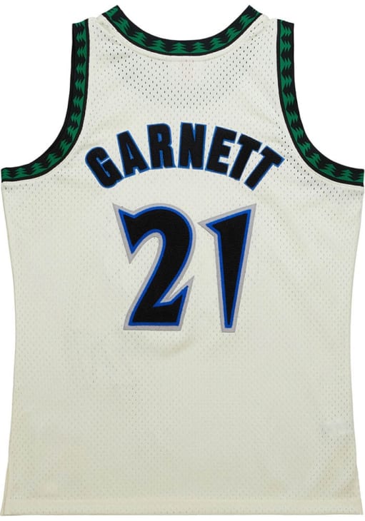 Kevin Garnett Minnesota Timberwolves CREAM 1997 Chainstitch Jersey