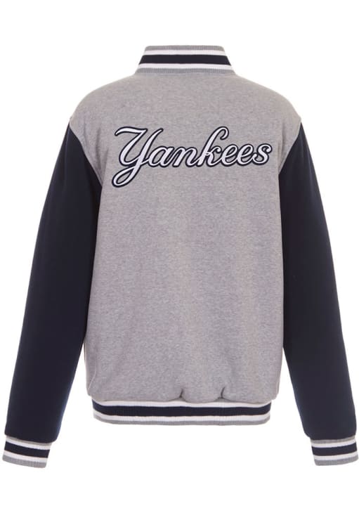 Yankees ニューヨーク ジャケット New York Yankees Mens Reversible Fleece GREY Medium Weight Jacket
