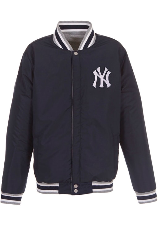 New York Yankees Mens Reversible Fleece GREY Medium Weight Jacket