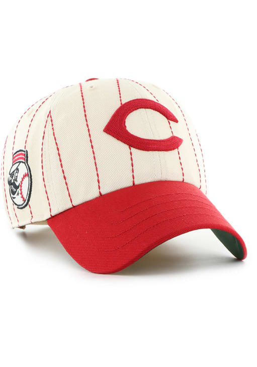 47 Cincinnati Reds White Rawlings Pin Stripe Clean Up Adjustable