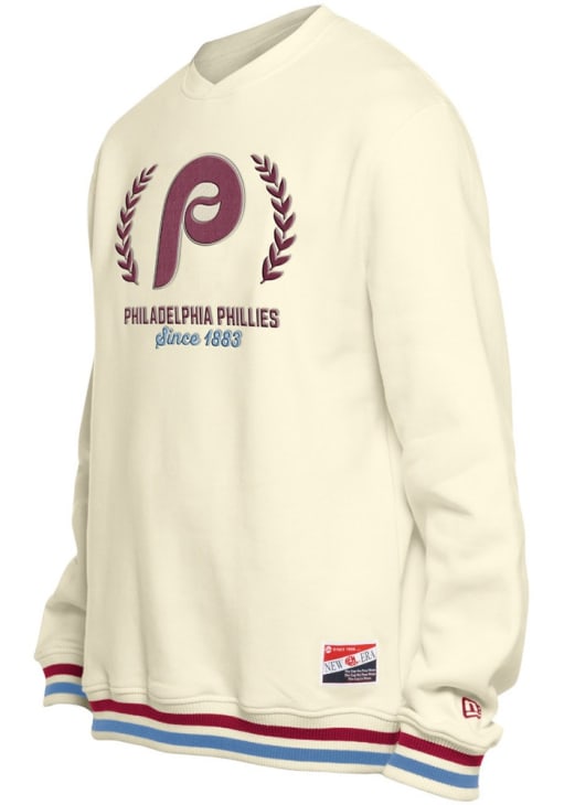 New Era Philadelphia Phillies Mens CREAM Throwback Long Sleeve