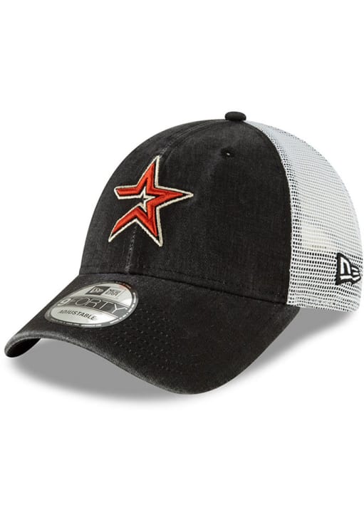 New Era Houston Astros BLACK Cooperstown Trucker 9FORTY Adjustable